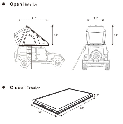 4x4 Camping car truck pop up triangle hardshell rooftop tent