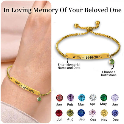 Personalised Birthstone Bracelet, Memorial Bracelet for Loss of Loved One