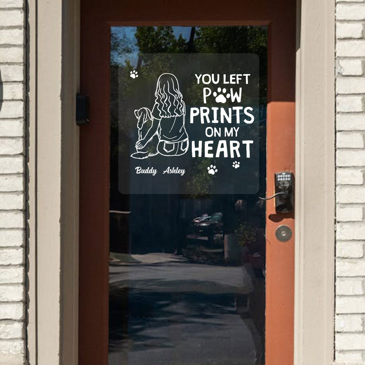 You Left Paw Prints On My Heart Outline Dog Memorial Personalized Decal