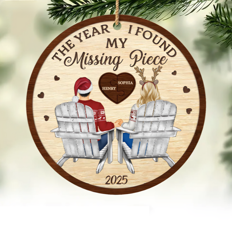 Custom Double Layer Wooden Ornament - Personalized Anniversary Christmas Wedding Gifts For Husband And Wife, Him And Her - My Missing Piece