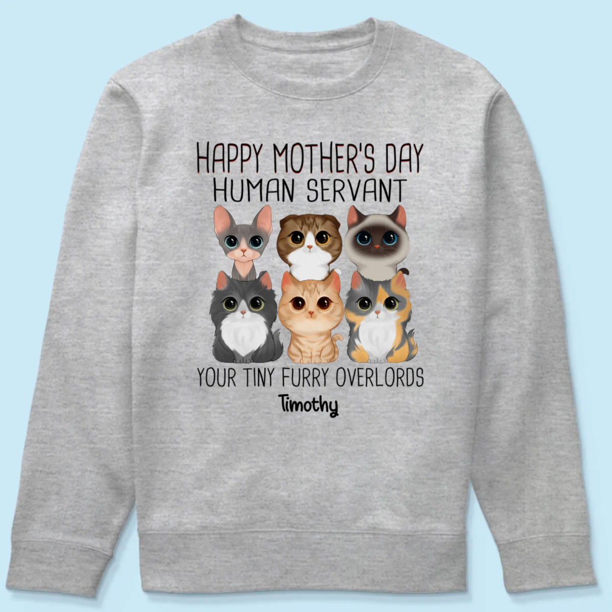 Watercolor Cute Cats Happy Mother‘s Day Cat Human Servant Personalized Shirt