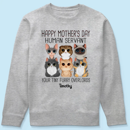 Watercolor Cute Cats Happy Mother‘s Day Cat Human Servant Personalized Shirt