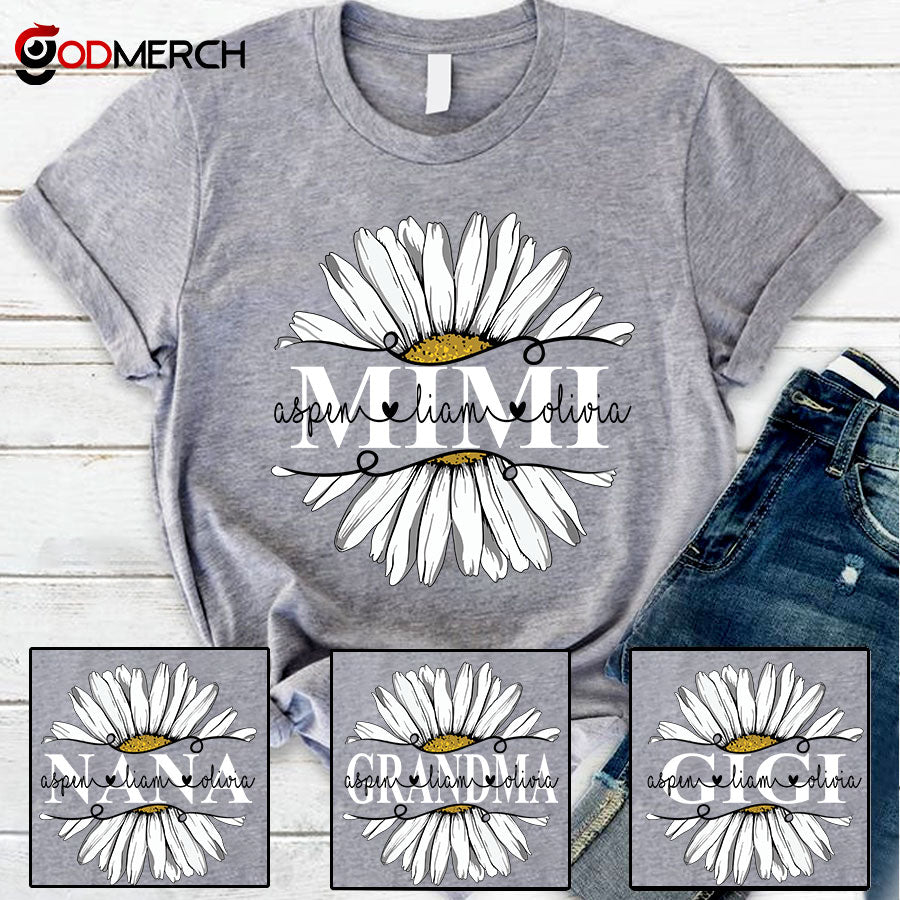 Mimi And Grandkids Flower Daisy T-Shirt