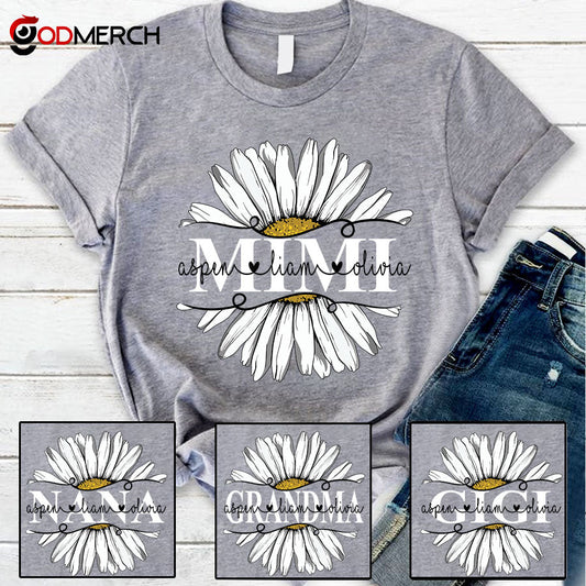 Mimi And Grandkids Flower Daisy T-Shirt