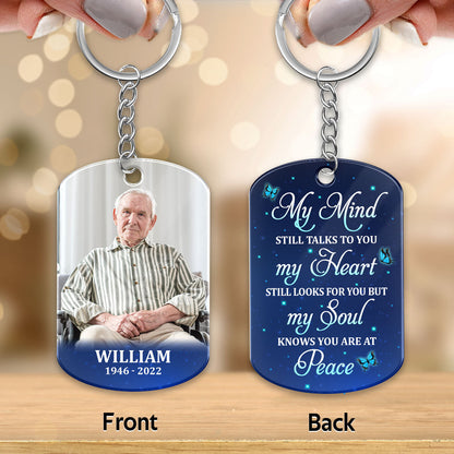 Blue Butterflies Family Memorial Remembrance Keepsake Photo Inserted Personalized Acrylic Keychain