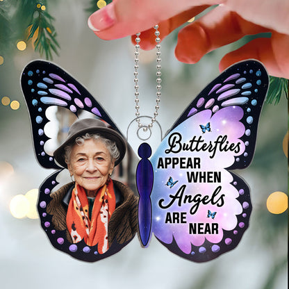 Family Memorial Keepsake Photo Inserted Butterfly Personalized Acrylic Ornament