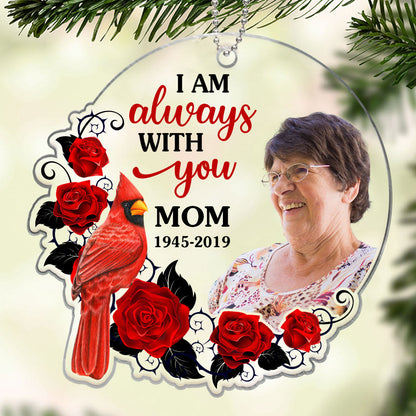 Roses Moon Cardinal Photo Inserted Memorial Keepsake Personalized Acrylic Ornament