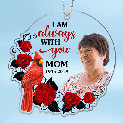 Roses Moon Cardinal Photo Inserted Memorial Keepsake Personalized Acrylic Ornament