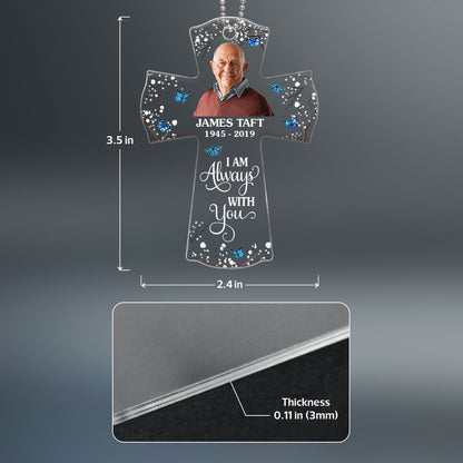 In Loving Memory Memorial Cross Personalized Photo Acrylic Ornament