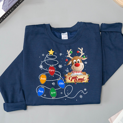 Mimi Reindeer And Grandkids Lights Christmas Sweatshirt