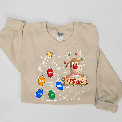 Mimi Reindeer And Grandkids Lights Christmas Sweatshirt