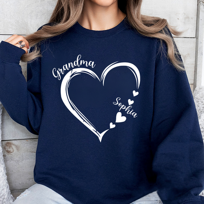 Godmerch Grandma and Grandkids, Forever In Grandma's Heart - Family Personalized Custom Unisex T-shirt, Hoodie, Sweatshirt