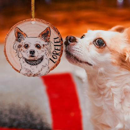 Unique Pet's Face Wooden Ornament - Custom Dog Cat Portrait - Gifts For Dog Mom, Dad, Dog Cat Lovers