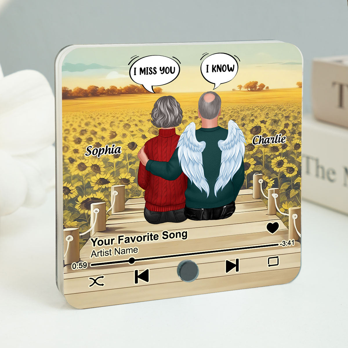 Family Together Conversation Memorial Personalized Music Fridge Magnet, Heartwarming Sympathy Gift, Remembrance Gift