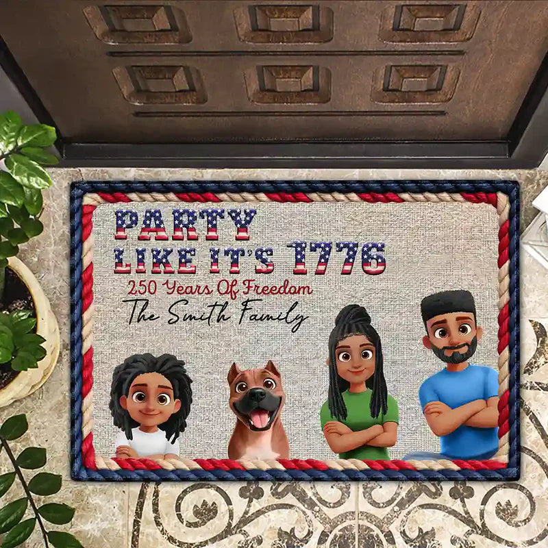 250 Years Of Freedom Family Dog Cat - Personalized Doormat