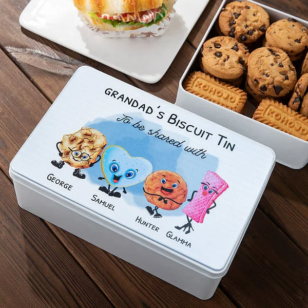 Personalised Food Grade Metal Biscuit Tin with Name and Text Birthday Gift Christmas Gift for Family