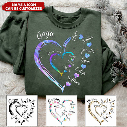 Heart Mom Grandma And Kids - Personalized Sweatshirt, Gift For Birthday Mother's Day