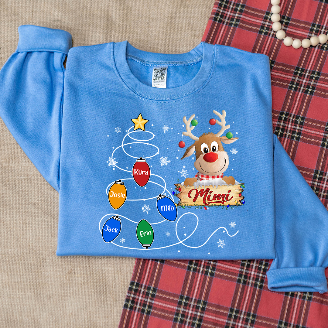 Mimi Reindeer And Grandkids Lights Christmas Sweatshirt