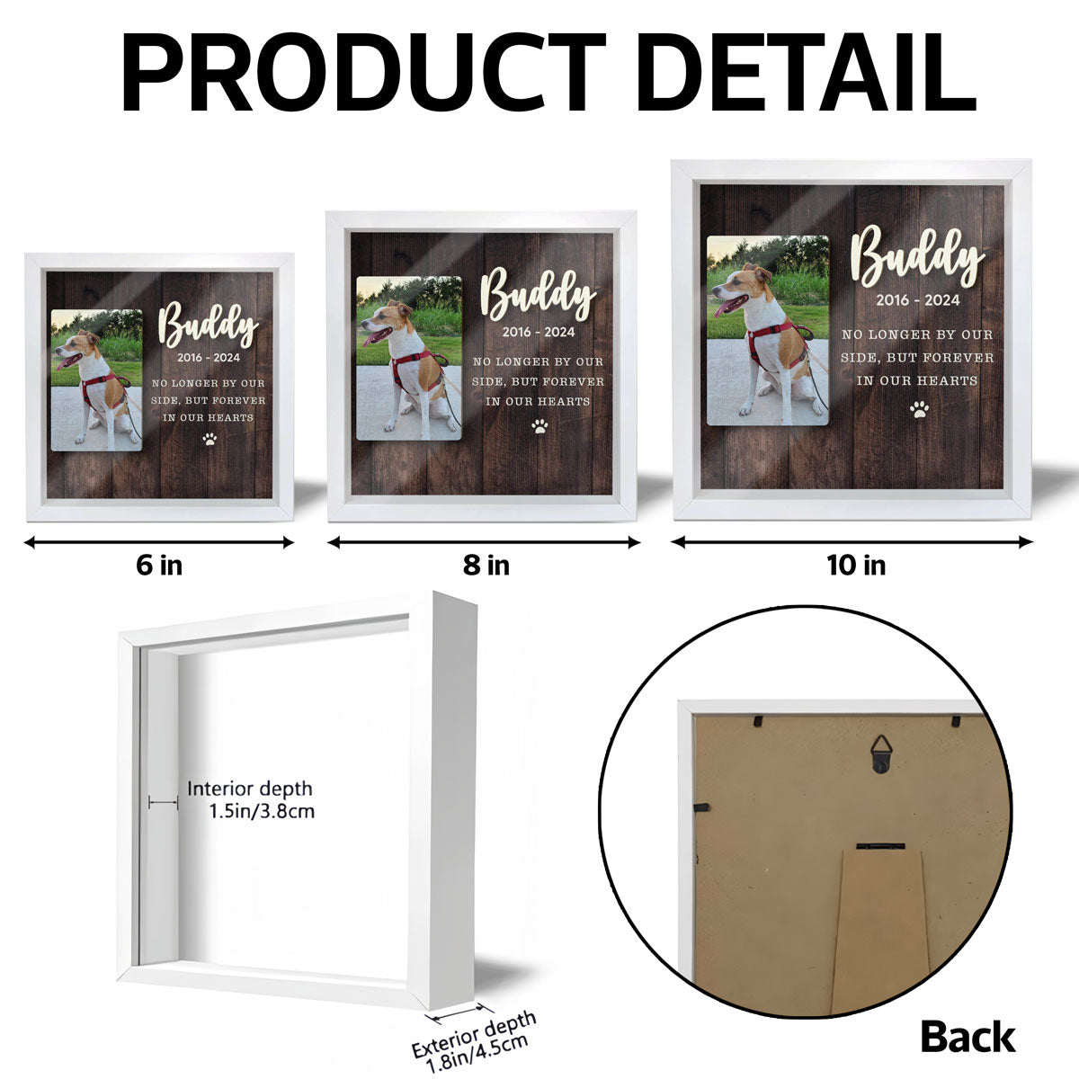 Dog Cat Pet Memorial Sympathy Keepsake Personalized Shadow Box