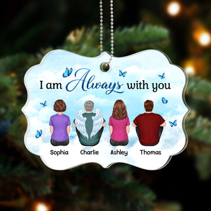 Family Sitting Back View Sky Memorial Remembrance Gift Personalized Acrylic Ornament