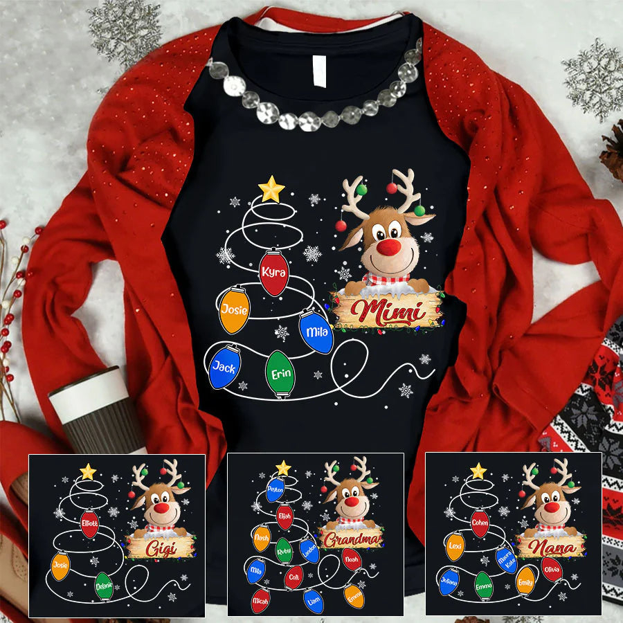 Mimi Reindeer And Grandkids Lights Christmas Sweatshirt