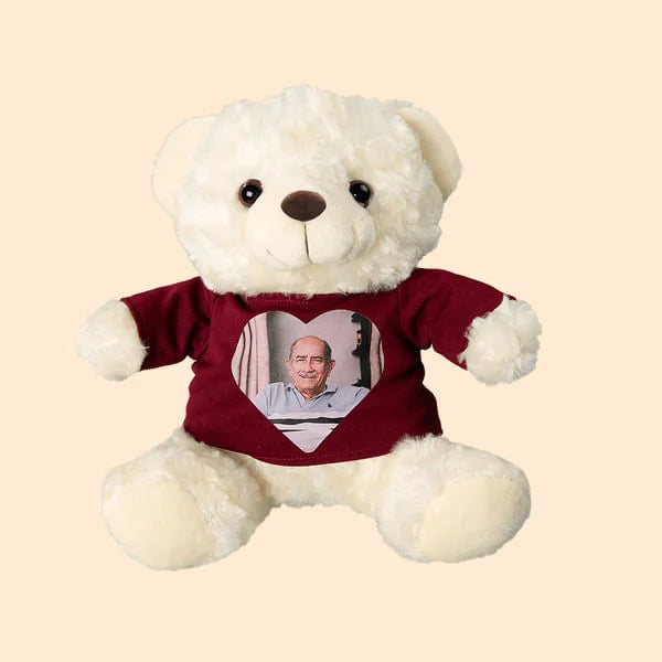 Personalised Cute Plush Stuffed Memory Bear with Heart Photo Shirt or Hoodie Memorial Anniversary Gift for Family Friend