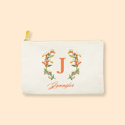 Personalised Make up Bag with Birth Flower and Name