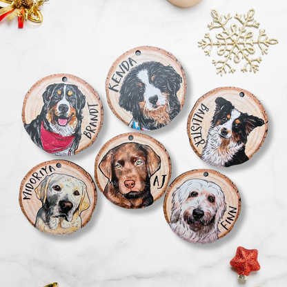 Unique Pet's Face Wooden Ornament - Custom Dog Cat Portrait - Gifts For Dog Mom, Dad, Dog Cat Lovers