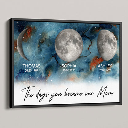 Gradient Galaxy Custom Birth Moon Phase The Days You Became Our Mom Personalized Poster, Heartfelt 2025 Mother's Day Gift For Mom