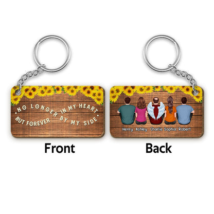 Sunflower No Longer By My Side Forever In My Heart Whole Family Memorial Remembrance Gift Personalized Wooden Keychain