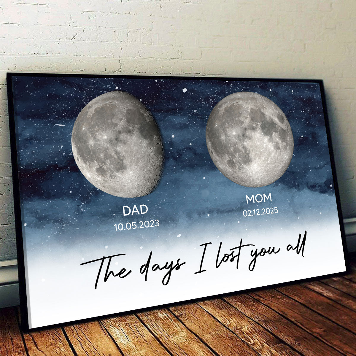 Starry Night Custom Date Moon Phase Dad Mom Memorial Personalized Poster, Rememberance Gift, Sympathy Gift