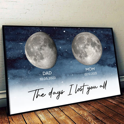 Starry Night Custom Date Moon Phase Dad Mom Memorial Personalized Poster, Rememberance Gift, Sympathy Gift