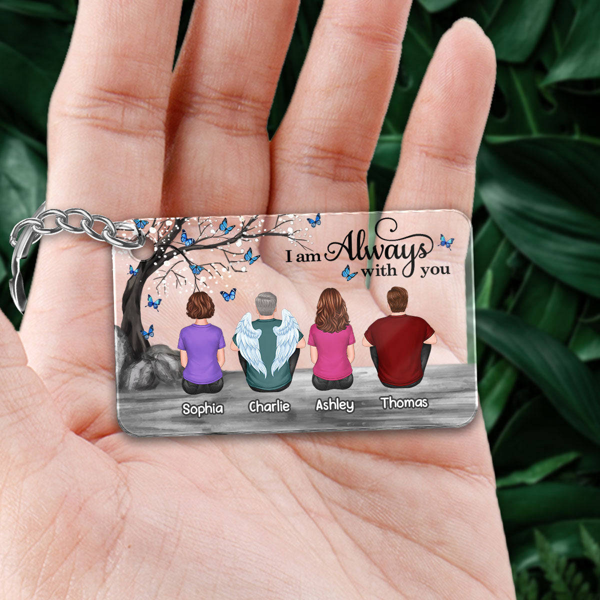 Remembrance Keepsake Family Under Blossom Tree Memorial Personalized Acrylic Keychain