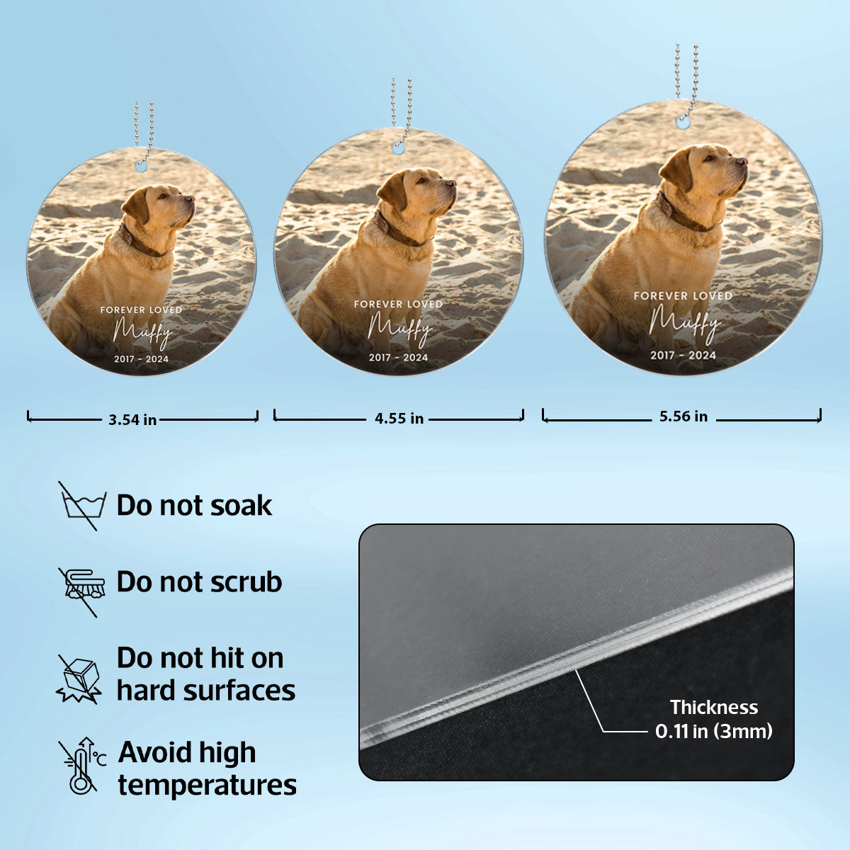 Custom Forever Loved Dog Cat Ornament, Dog Cat Remembrance Gift, Pet Memorial Christmas Decoration, Photo Keepsake