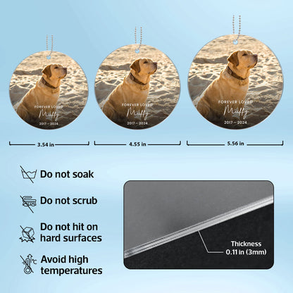 Custom Forever Loved Dog Cat Ornament, Dog Cat Remembrance Gift, Pet Memorial Christmas Decoration, Photo Keepsake