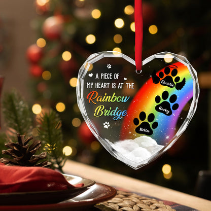 Piece Of Dog Mom Heart - Personalized Custom Glass Ornament