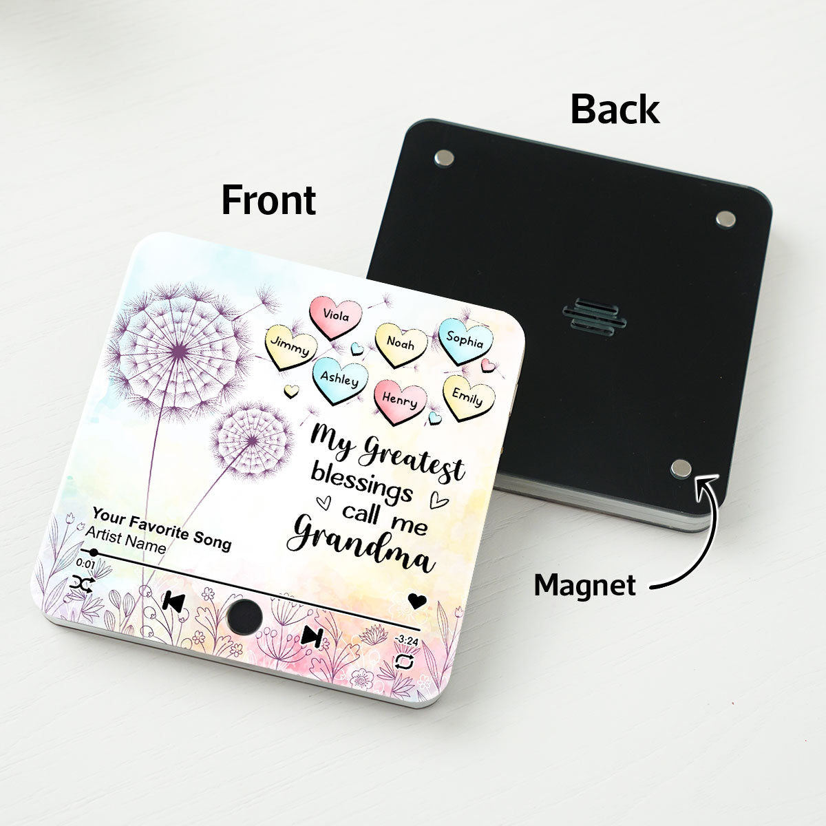 My Greatest Blessing Call Me Grandma Personalized Music Fridge Magnet, Custom Any Song You Want, Birthday, Mother's Day Gift for Grandma