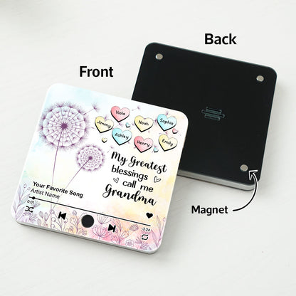 My Greatest Blessing Call Me Grandma Personalized Music Fridge Magnet, Custom Any Song You Want, Birthday, Mother's Day Gift for Grandma