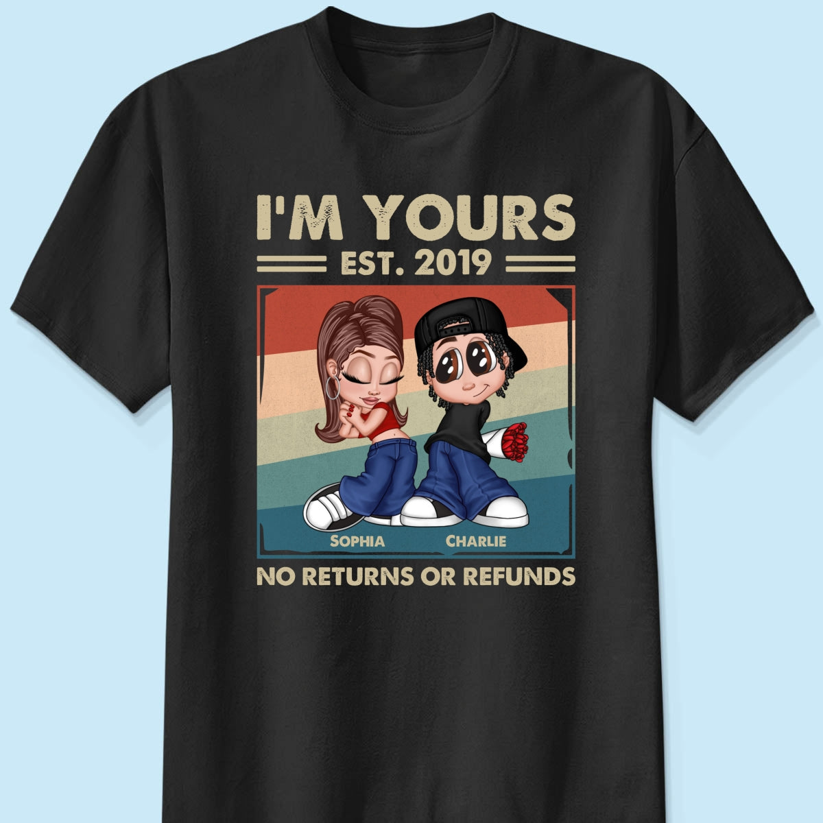 Y2K Couple Retro Frame Personalized Shirt, Gift For Him Gift For Her