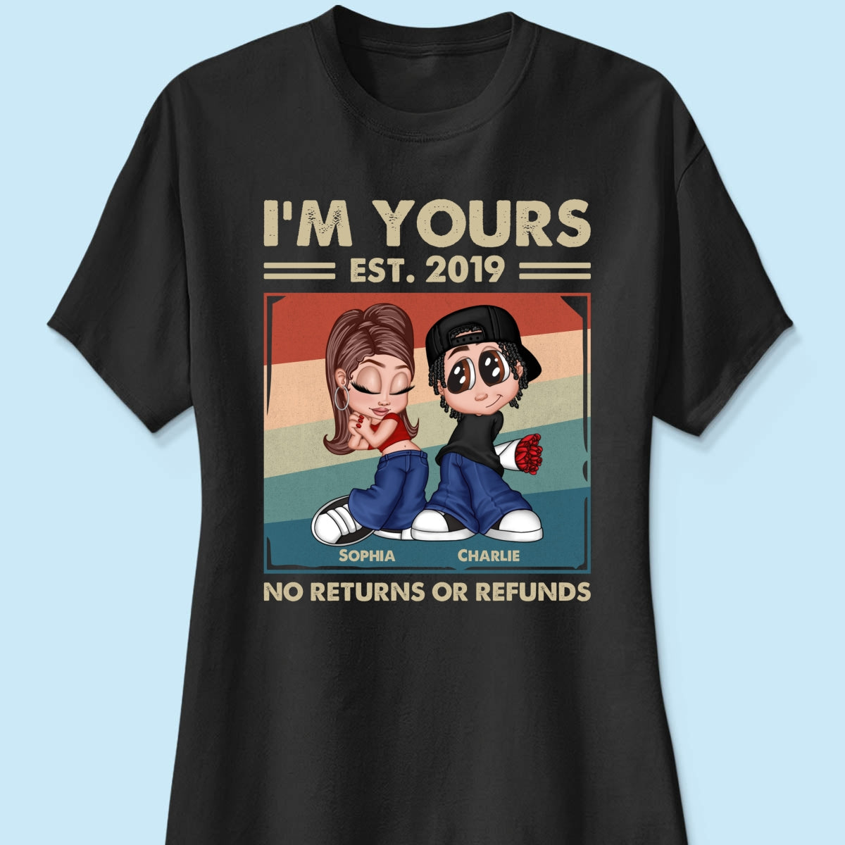 Y2K Couple Retro Frame Personalized Shirt, Gift For Him Gift For Her