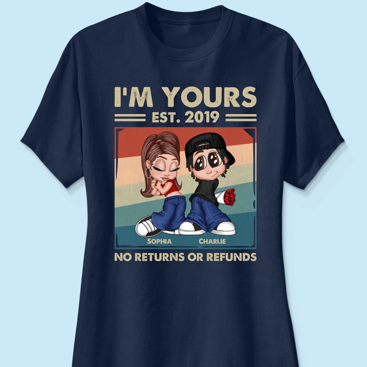 Y2K Couple Retro Frame Personalized Shirt, Gift For Him Gift For Her