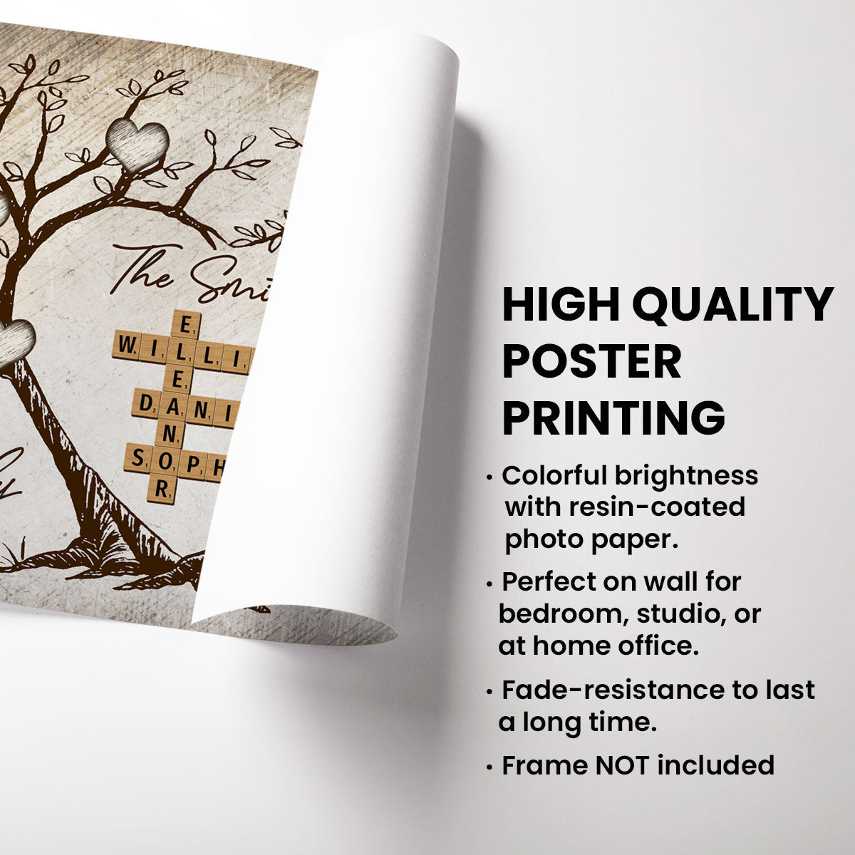 Family Heart Tree Crossword Puzzle - Created In A Moment, Treasured Forever Personalized Poster, Perfect 2025  Gift For Family, For Husband, Wife