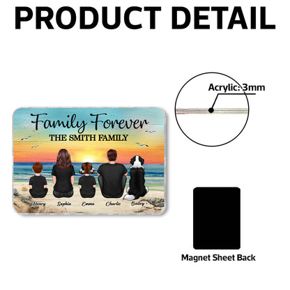 Family Forever Beach Landscape Personalized Acrylic Fridge Magnet, Gift For Family