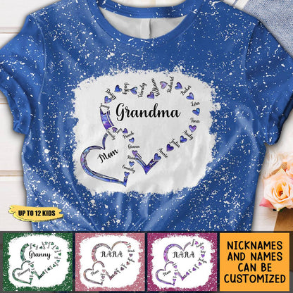 Personalized Mom Grandma And Kids Heart T-shirt, Gift Idea For Mother Grandma