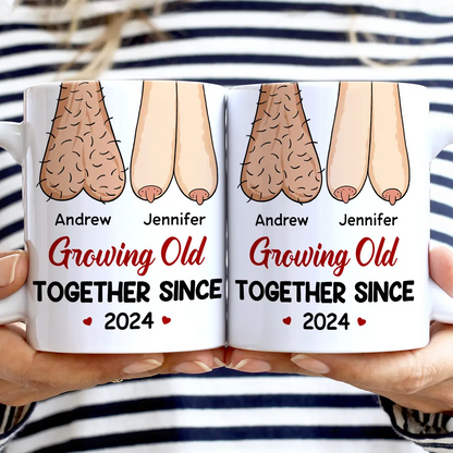 Together Forever Old Couple - Personalized White Edge-to-Edge Mug