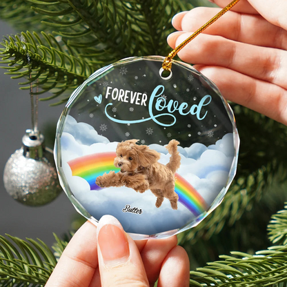 Custom Photo Forever Loved Ver 2 Pet Memorial - Personalized Circle Acrylic Ornament