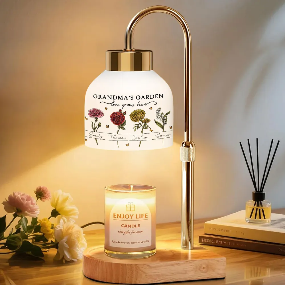 Beautiful Grandma Garden Custom Birth Month Flowers - Personalized Candle Warmer Lamp - Gift For Grandma, Mom
