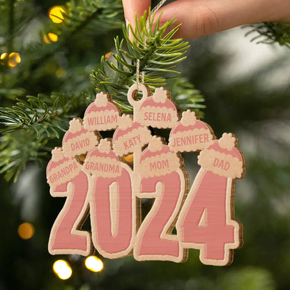 Christmas Santa Hats - Personalized Wooden Cutout Ornament