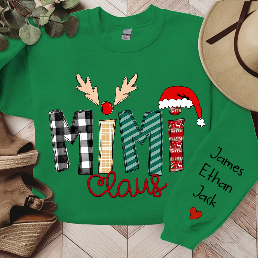 Family Best Gifts For Christmas, Mimi Claus Sweatshirt, 2024 Christmas Nana Sweatshirt, Custom Grandma Claus Christmas