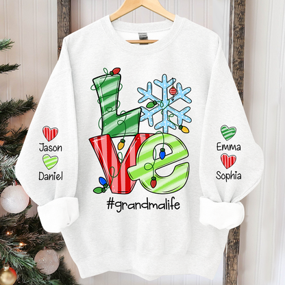 Christmas Love Grandma Life, Custom Grandma & Kids, Grandma Gift TH Sweatshirt